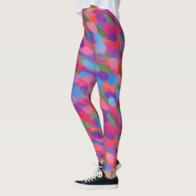 Rainbow Droplets Colourful Print Leggings (Left)