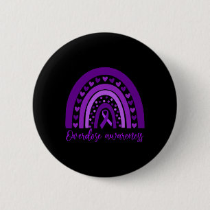 Rainbow Drug Addiction Recovery Purple Ribbon 2 Inch Round Button