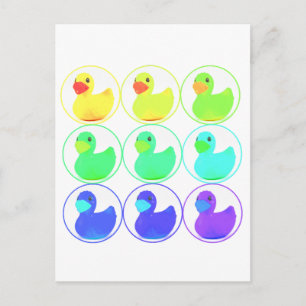 Rainbow Duckies Pattern Design Postcard