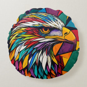 Rainbow Eagle Artistic Wildlife Home Decor Round Pillow