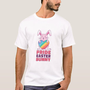 Rainbow Easter Bunny Ribbon Cute Rabbit Gay Pride T-Shirt