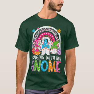 Rainbow Easter Gnome Hanging With My Gnomies Bunny T-Shirt