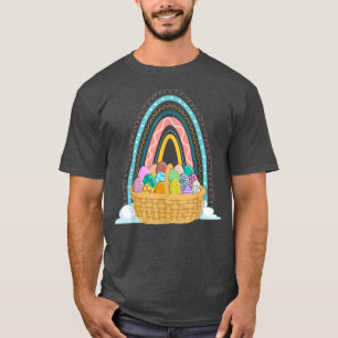Rainbow Easter Holiday Easter Eggs Basket Happy Ea T-Shirt