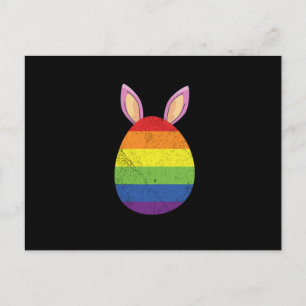 Rainbow Egg Bunny Ears Cute Easter Gay Pride Flag Invitation Postcard