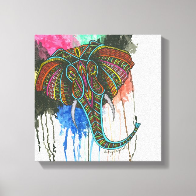 Rainbow Elephant Canvas Print (Front)