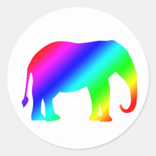 Rainbow Elephant Classic Round Sticker