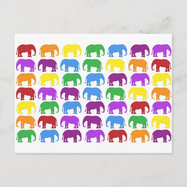 Rainbow Elephants Classy Designer Postcard (Front)