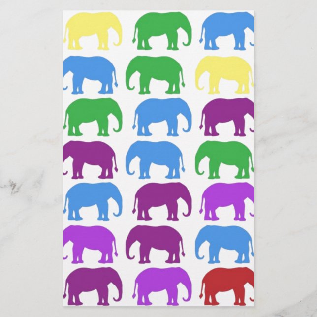 Rainbow Elephants Classy Designer Stationery (Front)