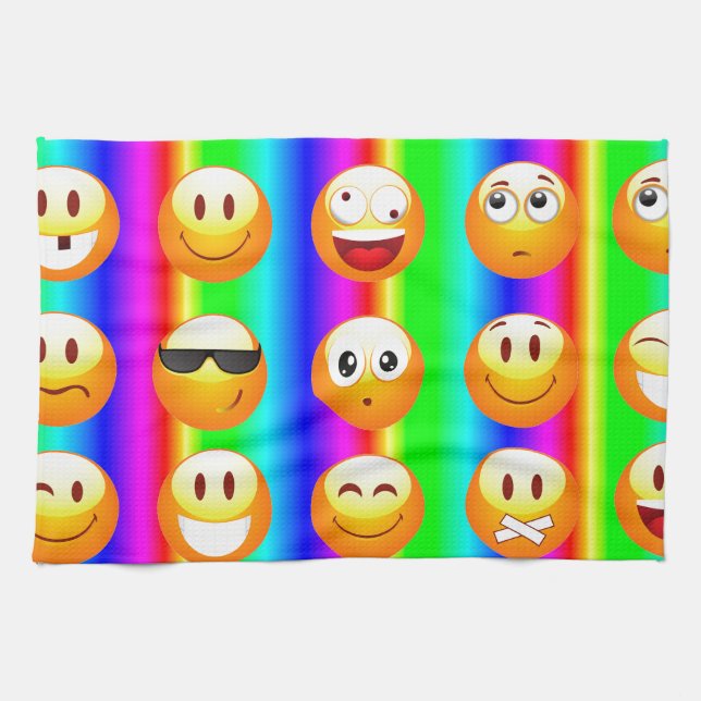 rainbow emoji kitchen towel (Horizontal)