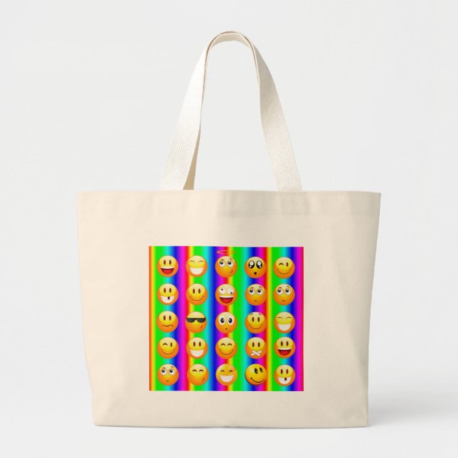 rainbow emoji large tote bag (Front)