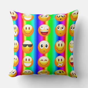 rainbow emoji throw pillow