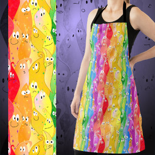 Rainbow Emoting Blob Cute Monsters in Pride Colors Apron