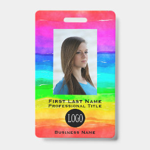 Rainbow Employee Name Tags ID Badges Tag Badge