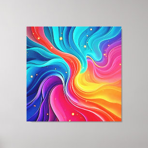 Rainbow Energy Swirl: Vibrant Flow Art Canvas Print