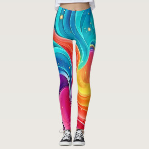 Rainbow Energy Swirl: Vibrant Flow Art Leggings