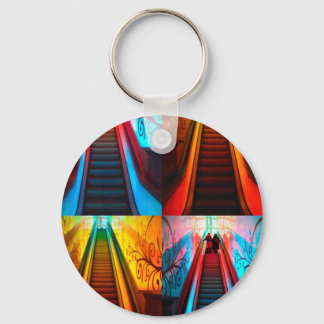 Rainbow Escalator Collage Key Ring