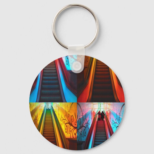 Rainbow Escalator Collage Key Ring (Front)