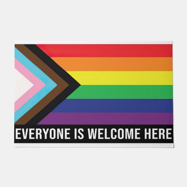 Rainbow Everyone Is Welcome Here Mat (Front)