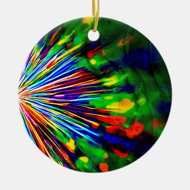 Rainbow Explosion  Ceramic Ornament (Front)