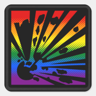 Rainbow Explosion Square Sticker