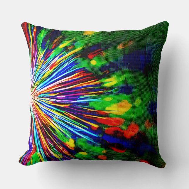 Rainbow Explosion  Throw Pillow (Front)