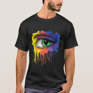 Rainbow Eye , Hipster, Paint Splatter, Zany Brainy T-Shirt