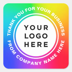 Rainbow Eyecatching Professional Logo Thank you Square Sticker