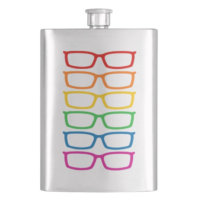 Rainbow Eyeglasses Hip Flask (Front)