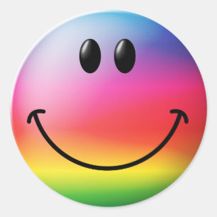 Rainbow Face Classic Round Sticker