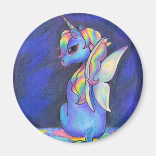 Rainbow Faerie Unicorn Magnet