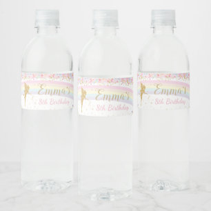 Rainbow Fairy Birthday Party Favour Wrapper Water Bottle Label