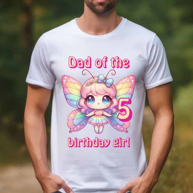  Rainbow fairy butterfly Dad of birthday girl T-Shirt (Creator Uploaded)