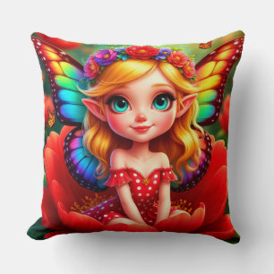 Rainbow Fairy For Magical Garden Lovers Throw Pillow