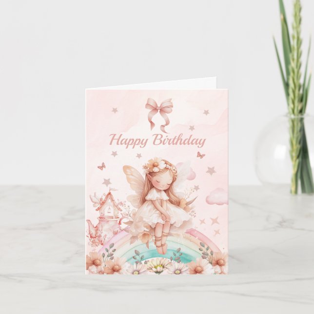 Rainbow Fairy Girl Magic Teapot Birthday Invitation (Front)