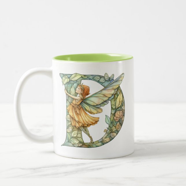 Rainbow Fairy Initial 'D'  Two-Tone Coffee Mug (Left)