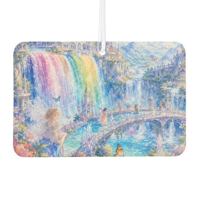 Rainbow Fairy Waterfall Fantasy Car Air Freshener (Front)