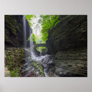Rainbow Falls & cascade, Watkins Glen, New York Poster