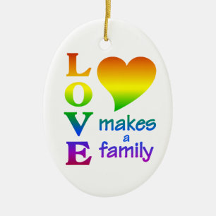 Rainbow Family ornament, customize Ceramic Ornament