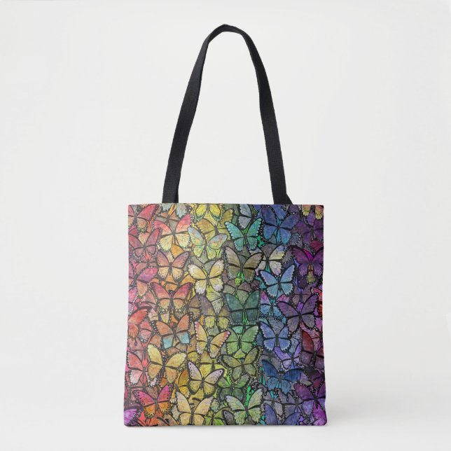 rainbow fantasy butterflies tote bag (Front)