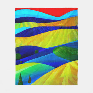 Rainbow Fantasy Hills Landscape Fleece Blanket