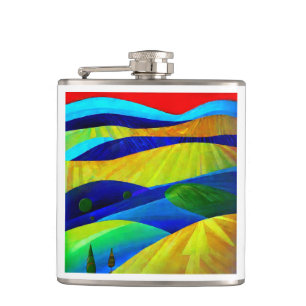 Rainbow Fantasy Hills Landscape Hip Flask