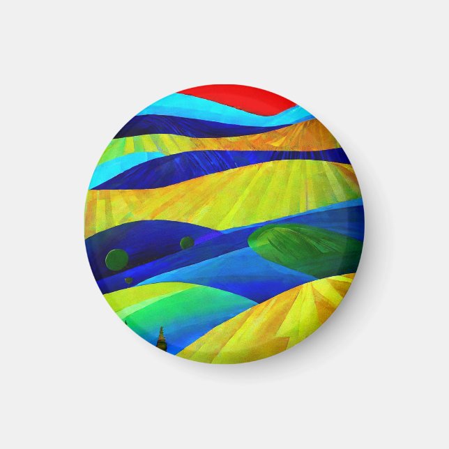 Rainbow Fantasy Hills Landscape Magnet (Front)