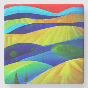 Rainbow Fantasy Hills Landscape Stone Coaster