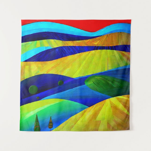 Rainbow Fantasy Hills Landscape Tapestry (Front)