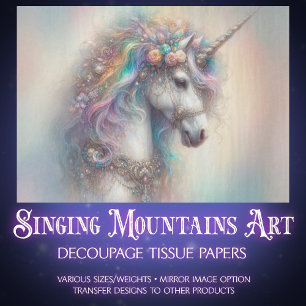 Rainbow Fantasy Unicorn Portrait Craft Decoupage Tissue Paper