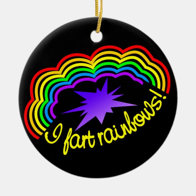 Rainbow Farts ornament, customize Ceramic Ornament (Front)