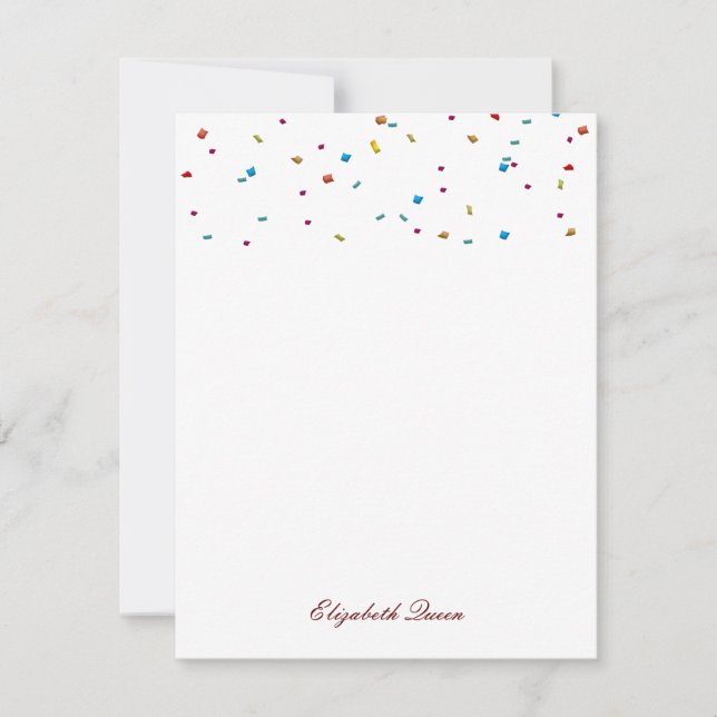 Rainbow Faux Foil Confetti Invitation Stationery (Front)