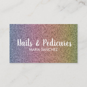 Rainbow Faux Glitter Pattern Nail Hair Business Card