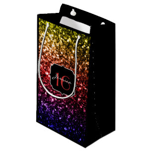 Rainbow faux glitter sparkles Sweet 16 Small Gift Bag