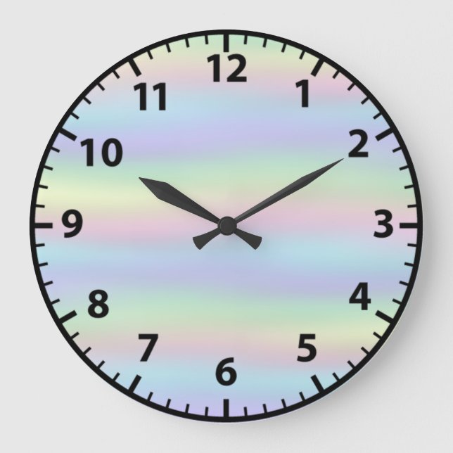 Rainbow Faux Holographic Girly Wall Clock (Front)
